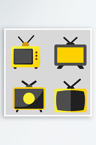 电视机卡通风格免抠图图标