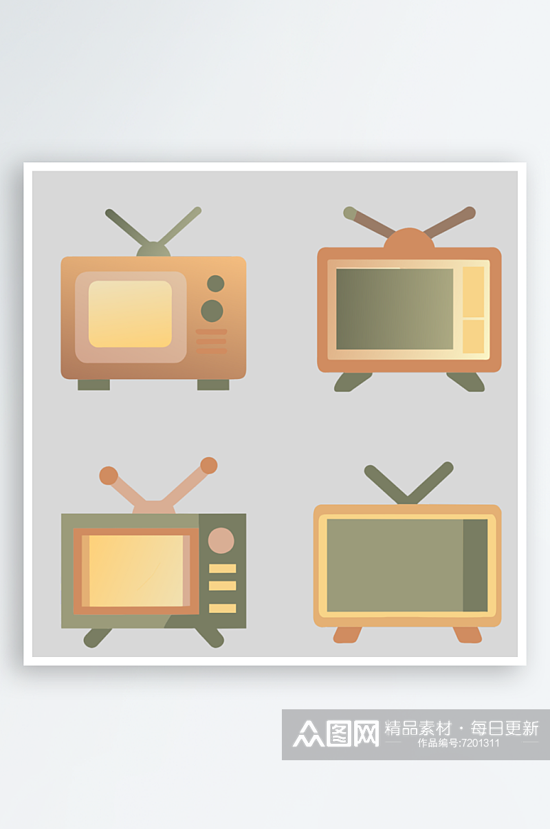 电视机卡通免抠图图标素材