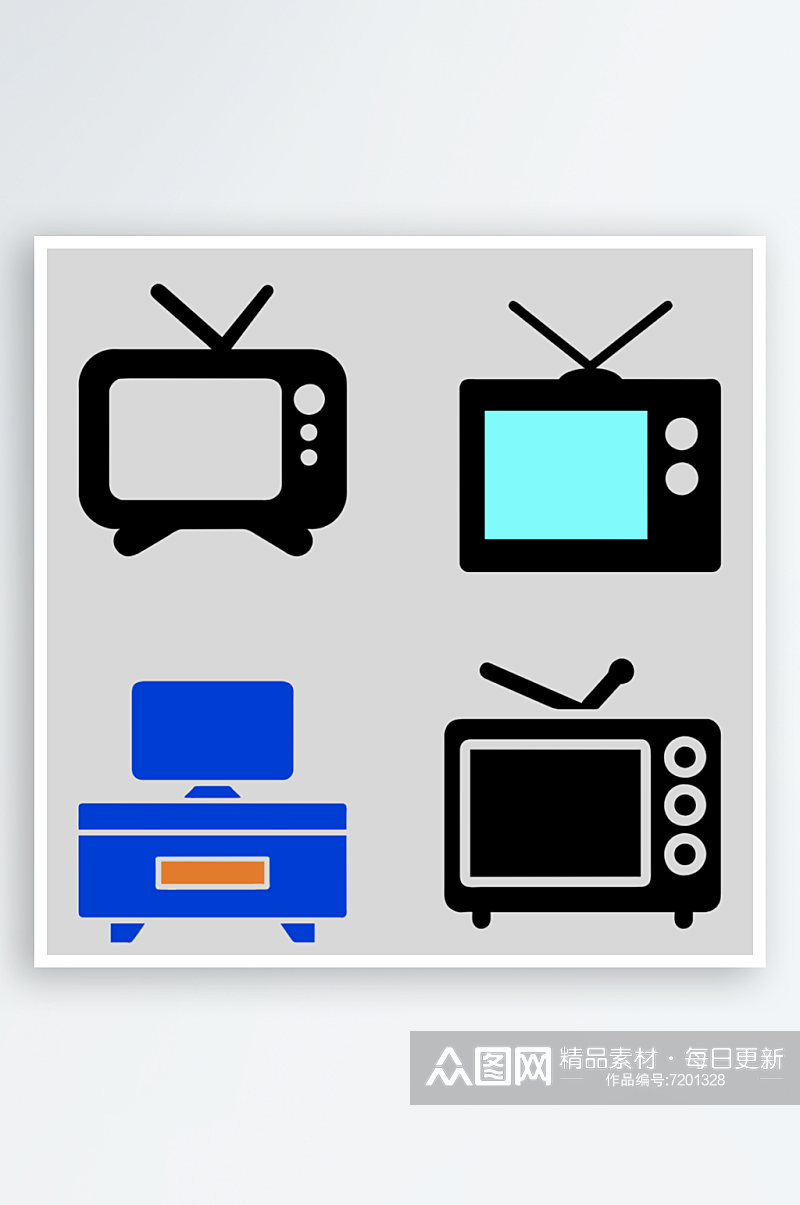 电视机卡通免抠图图标素材