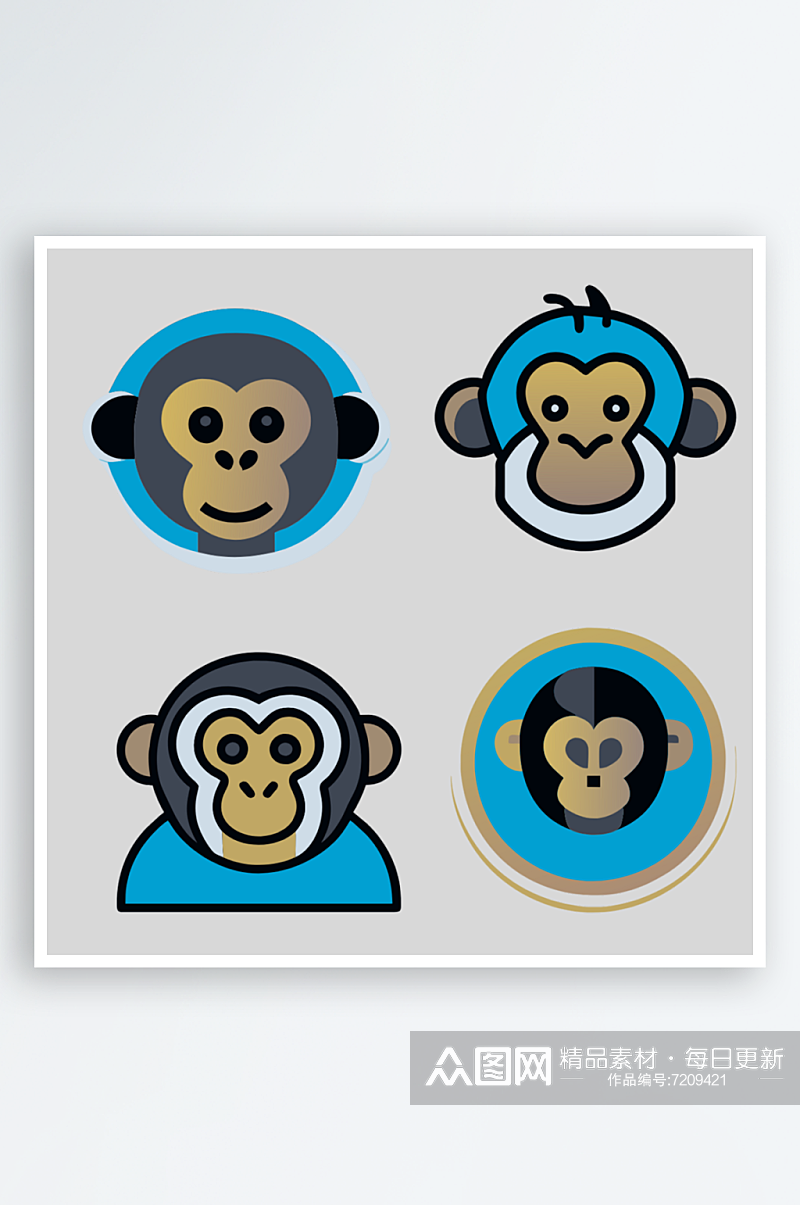 猴子矢量风格免抠图元素素材