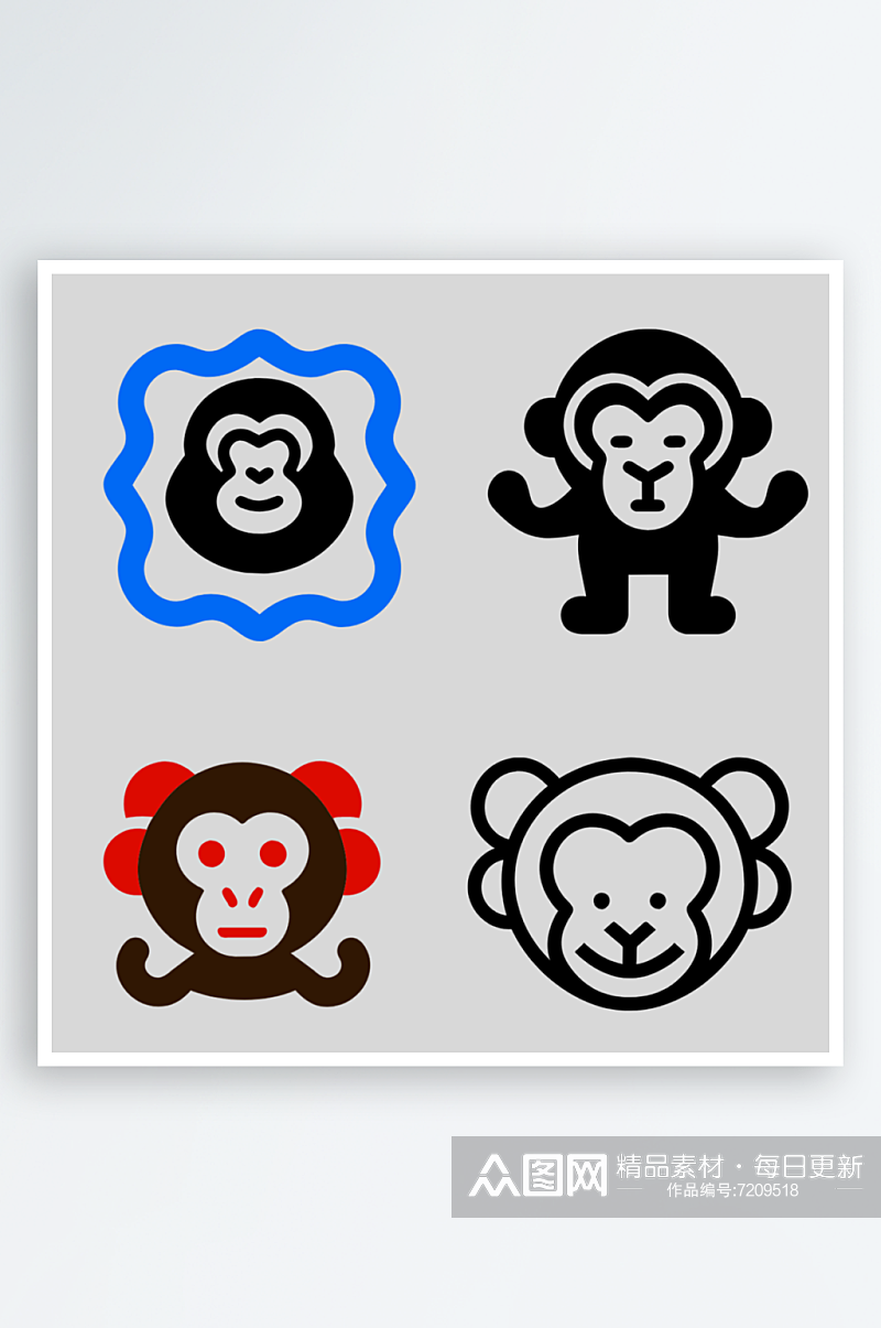 猴子矢量风格免抠图图标素材