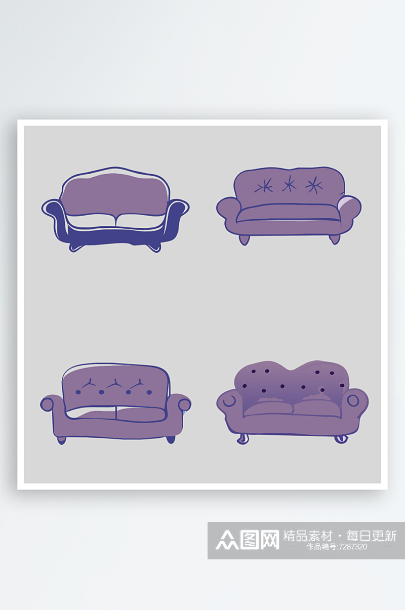 沙发可爱卡通风格免抠图图标素材