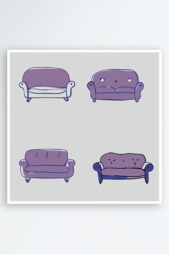 沙发可爱卡通风格免抠图图标