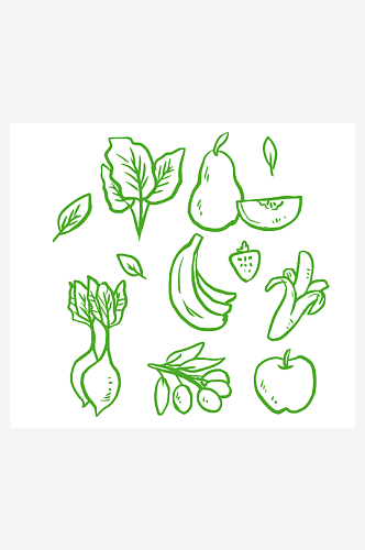 绿色蔬菜简笔画矢量元素