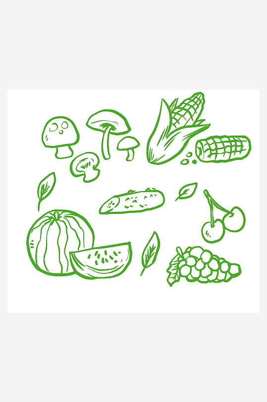 绿色蔬菜简笔画矢量元素