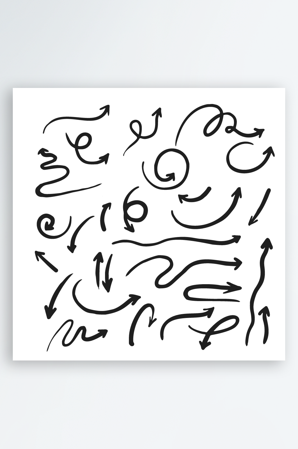 手绘涂鸦风箭头简笔画矢量元素素材