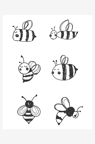 素描可爱卡通蜜蜂元素