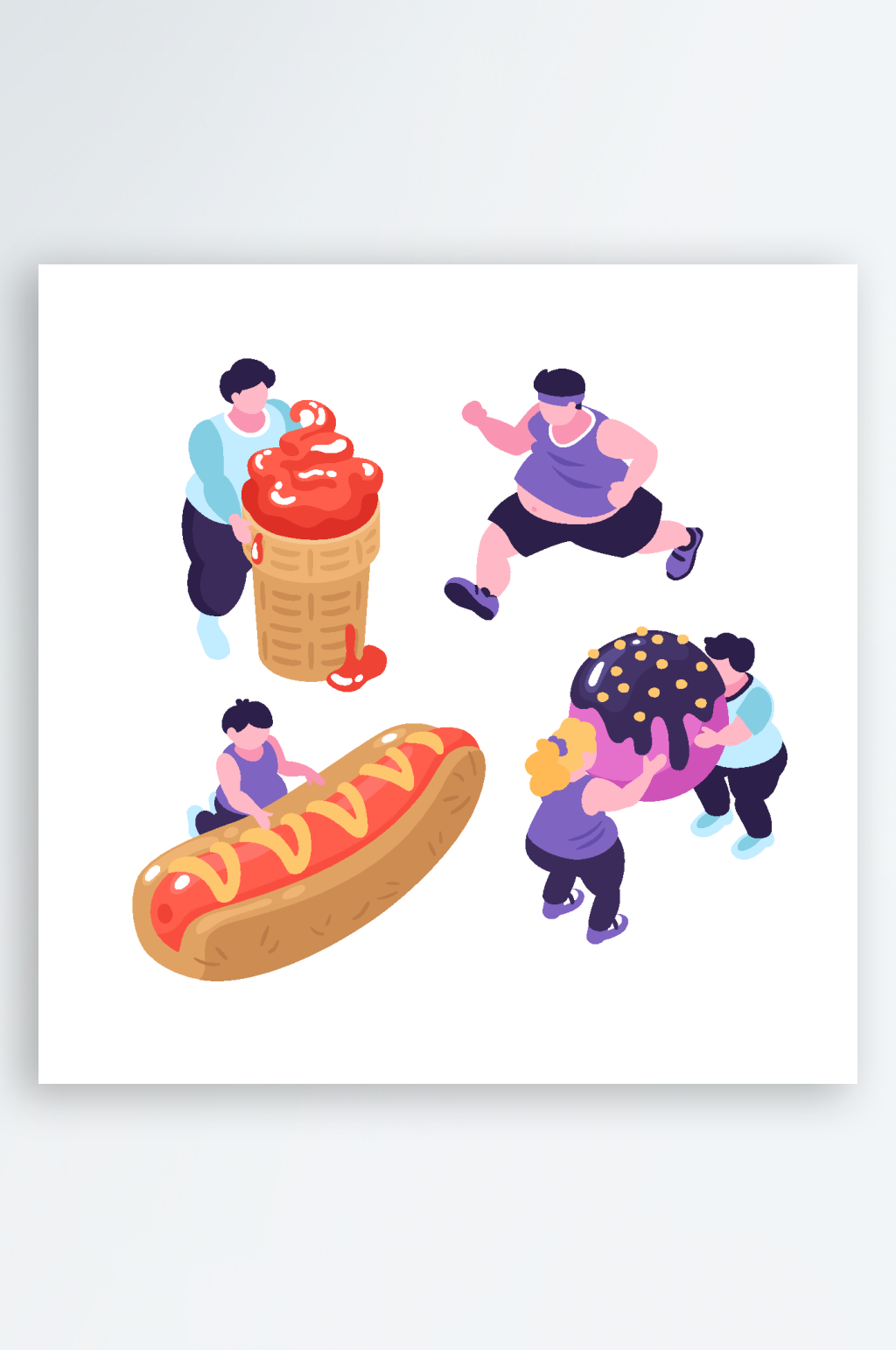 减肥减重矢量插画素材