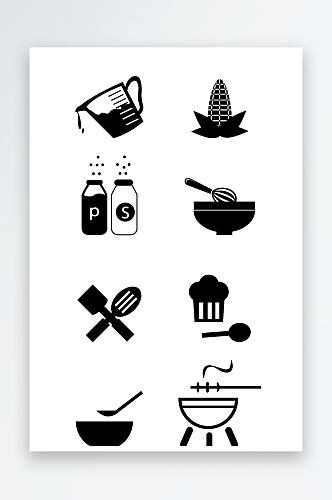 烘焙烹饪工具黑色图标