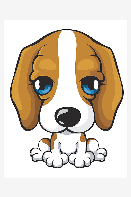 卡通水彩狗狗矢量素材-众图网