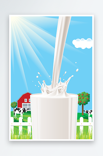矢量牛奶风景画背景素材