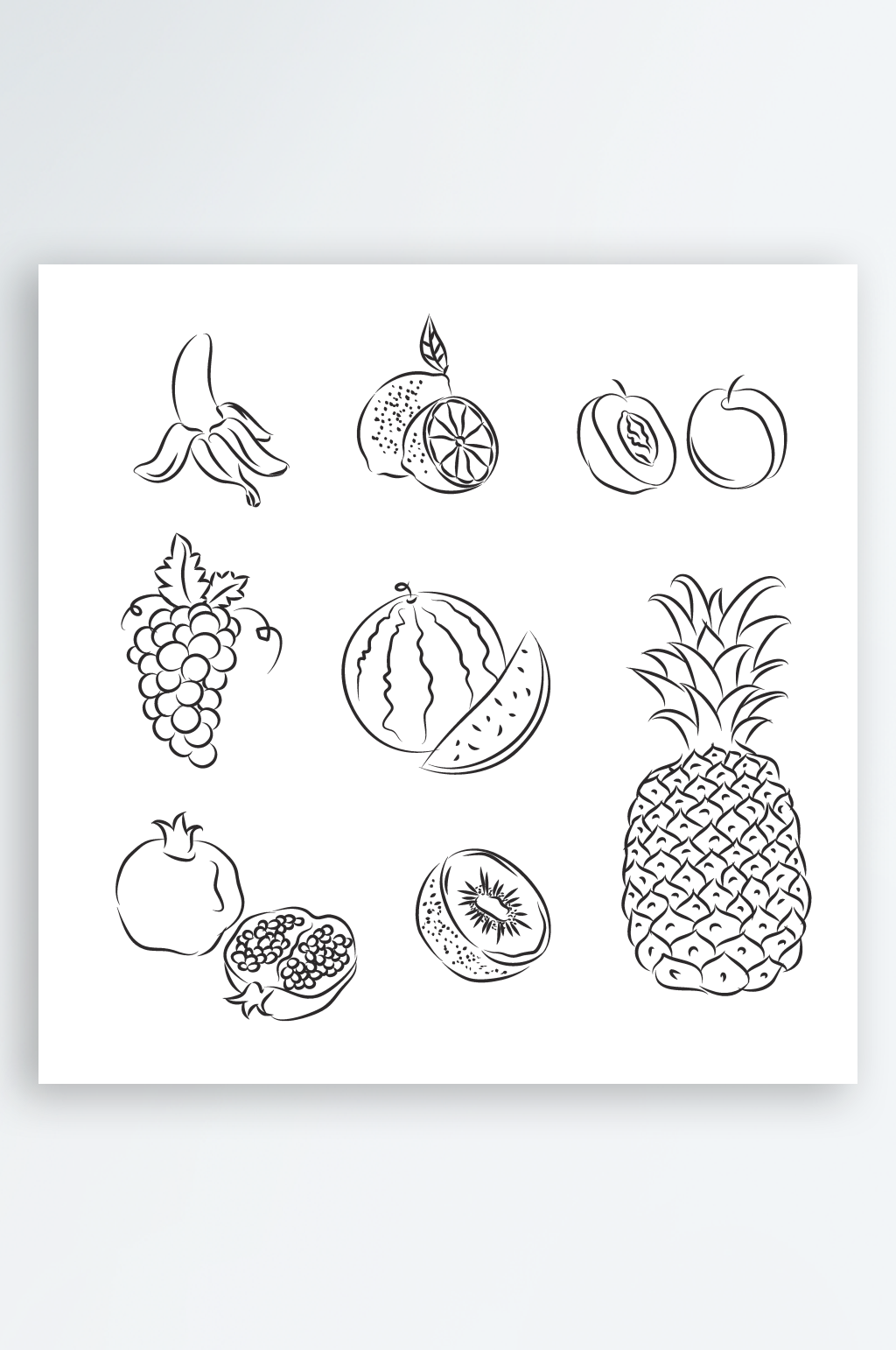 矢量线描水果蔬菜素材素材
