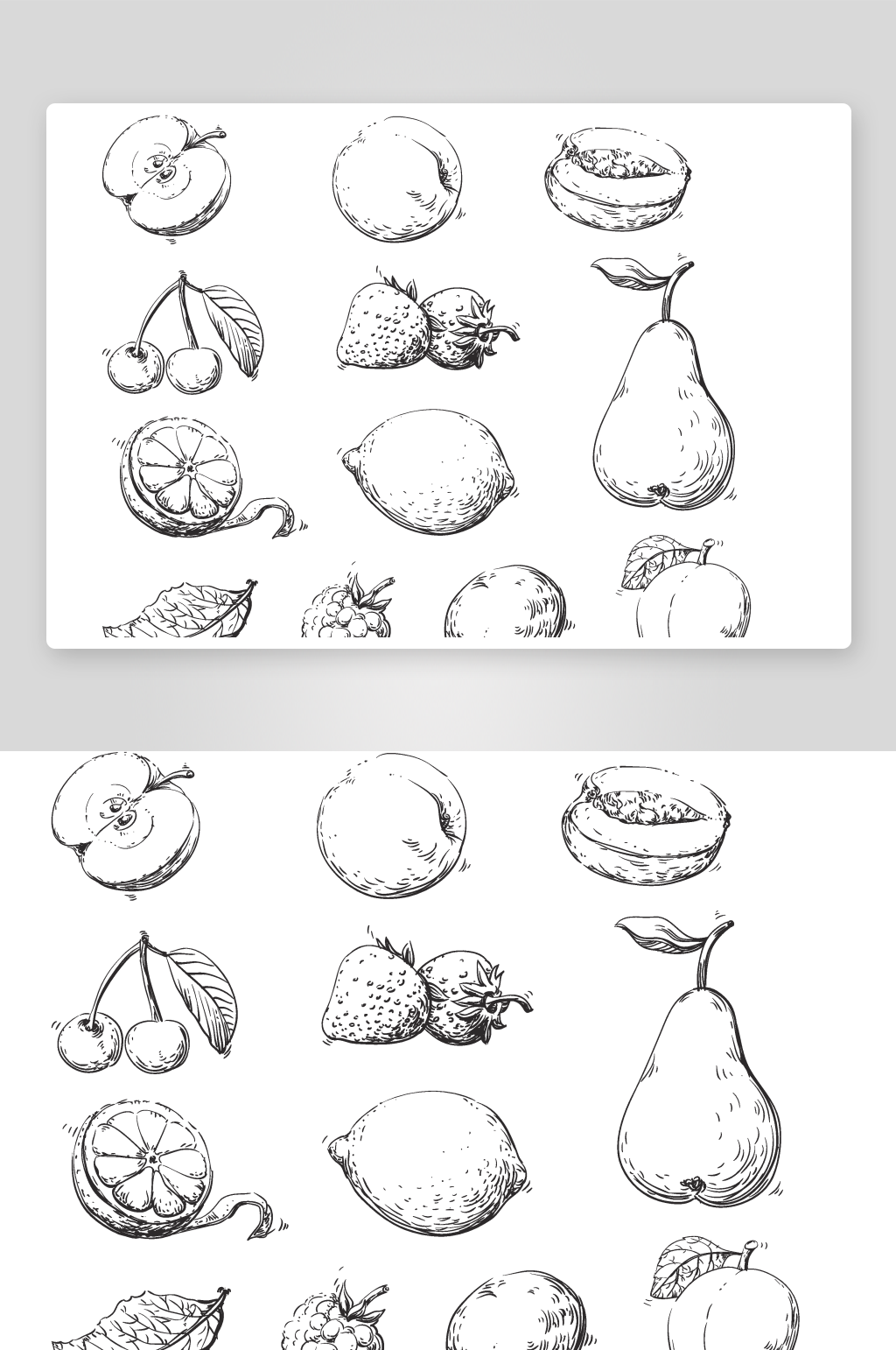 矢量线描水果蔬菜素材素材