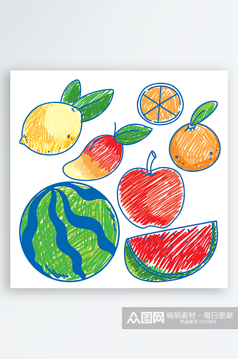 手绘水彩水果素材素材