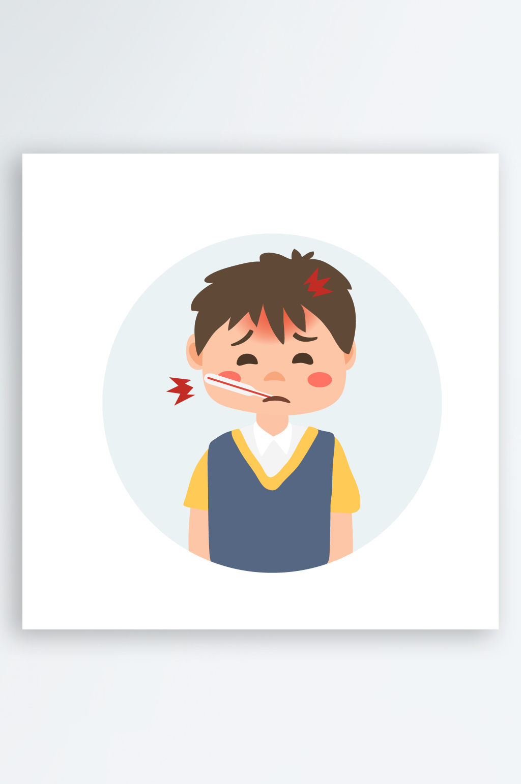 可爱风卡通手绘防疫插画素材