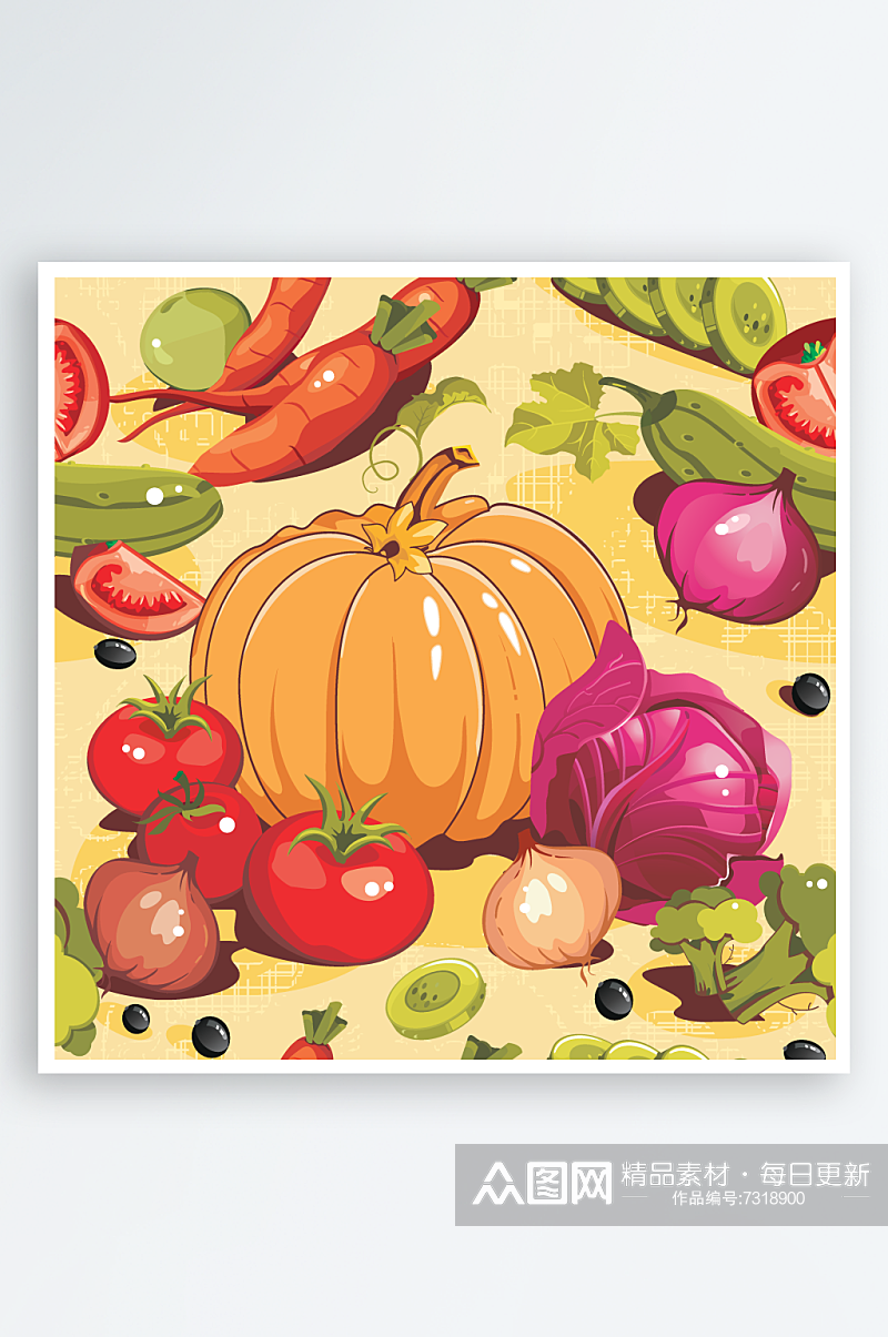 手绘蔬菜水果背景素材素材