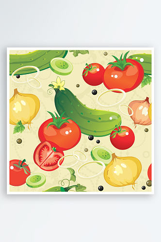 手绘蔬菜水果背景素材