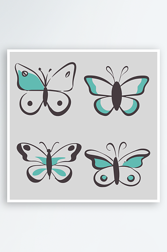 蝴蝶卡通风格免抠图小元素