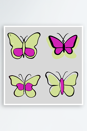 蝴蝶卡通风格免抠图小元素