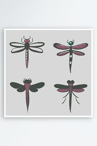 蜻蜓卡通风格免抠图元素