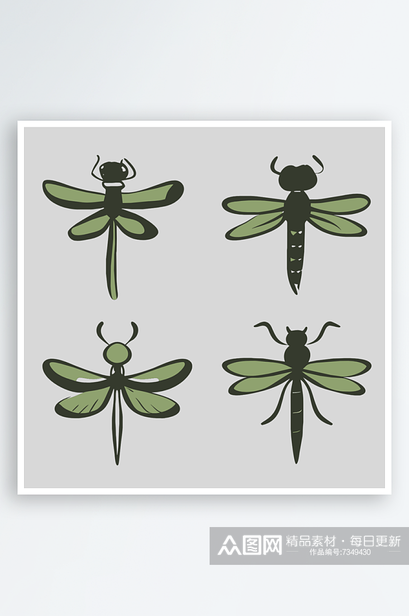 蜻蜓卡通风格免抠图小元素素材