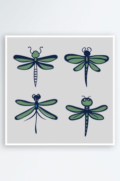 蜻蜓卡通风格免抠图小元素