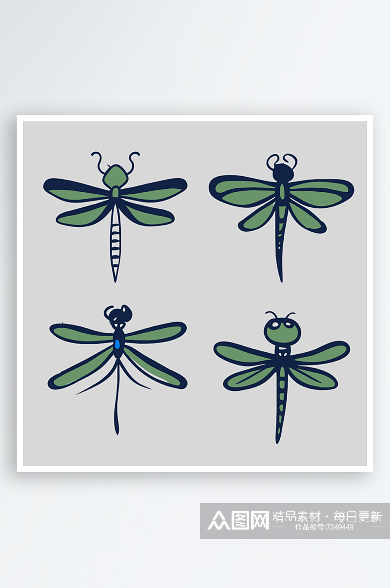 蜻蜓卡通风格免抠图小元素素材