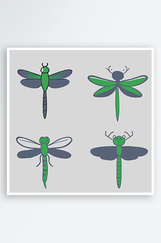 蜻蜓卡通风格免抠图小元素