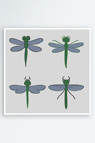 蜻蜓卡通风格免抠图元素