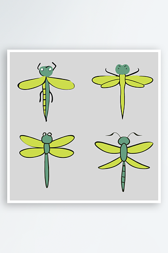 蜻蜓卡通风格免抠图元素