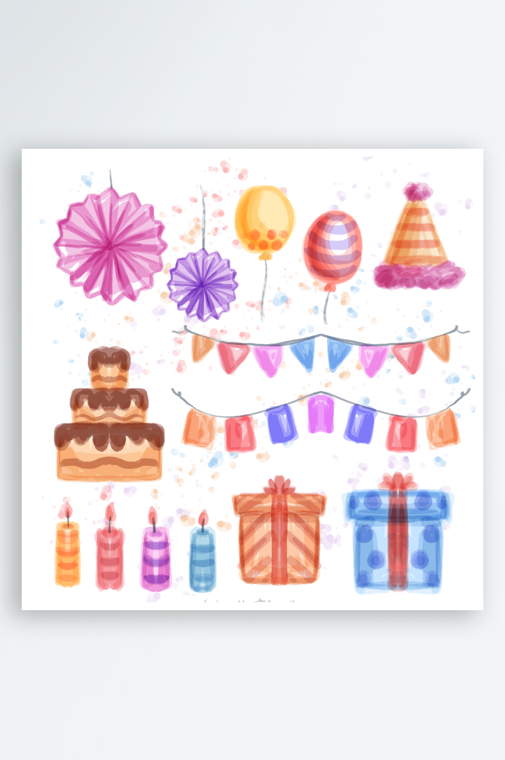 矢量生日图标卡片素材素材