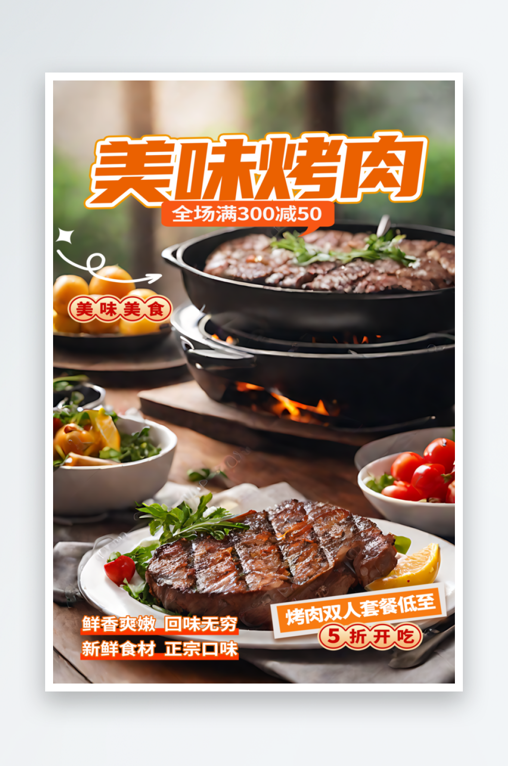 美味烤肉宣传摄影图海报素材