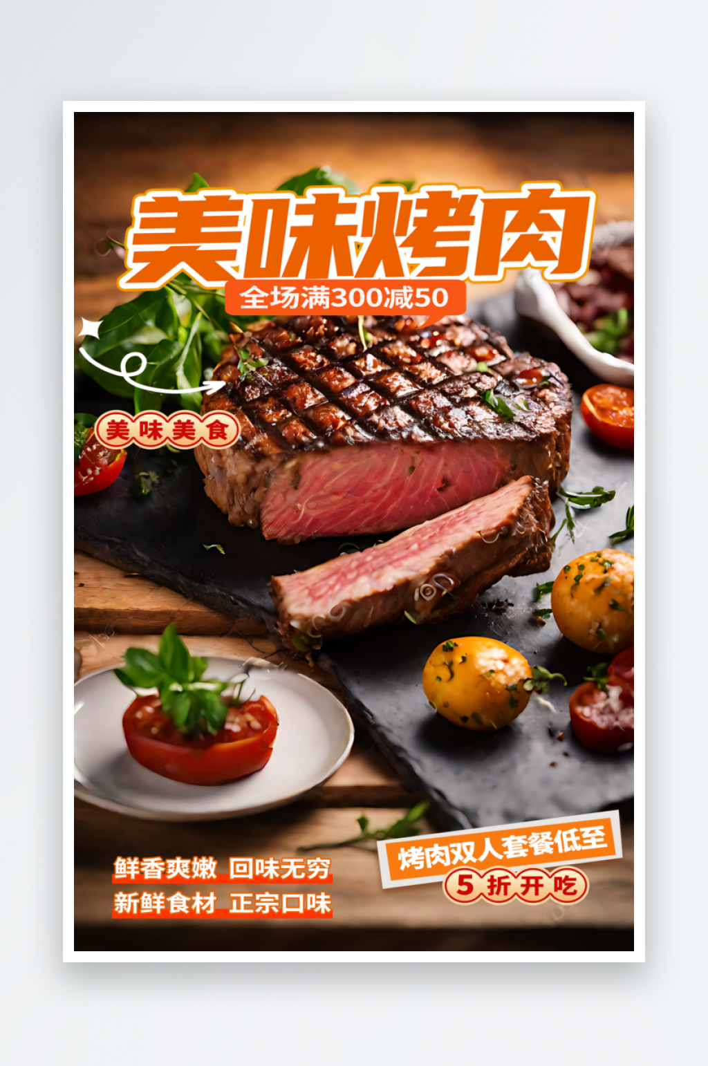 美味烤肉宣传摄影图海报素材