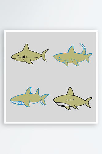 鲨鱼卡通风格免抠图图标