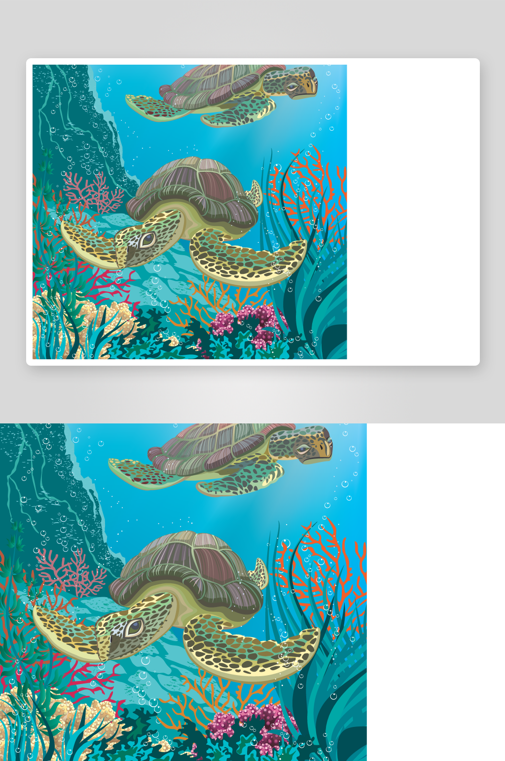 矢量海底生物游鱼油画插画素材