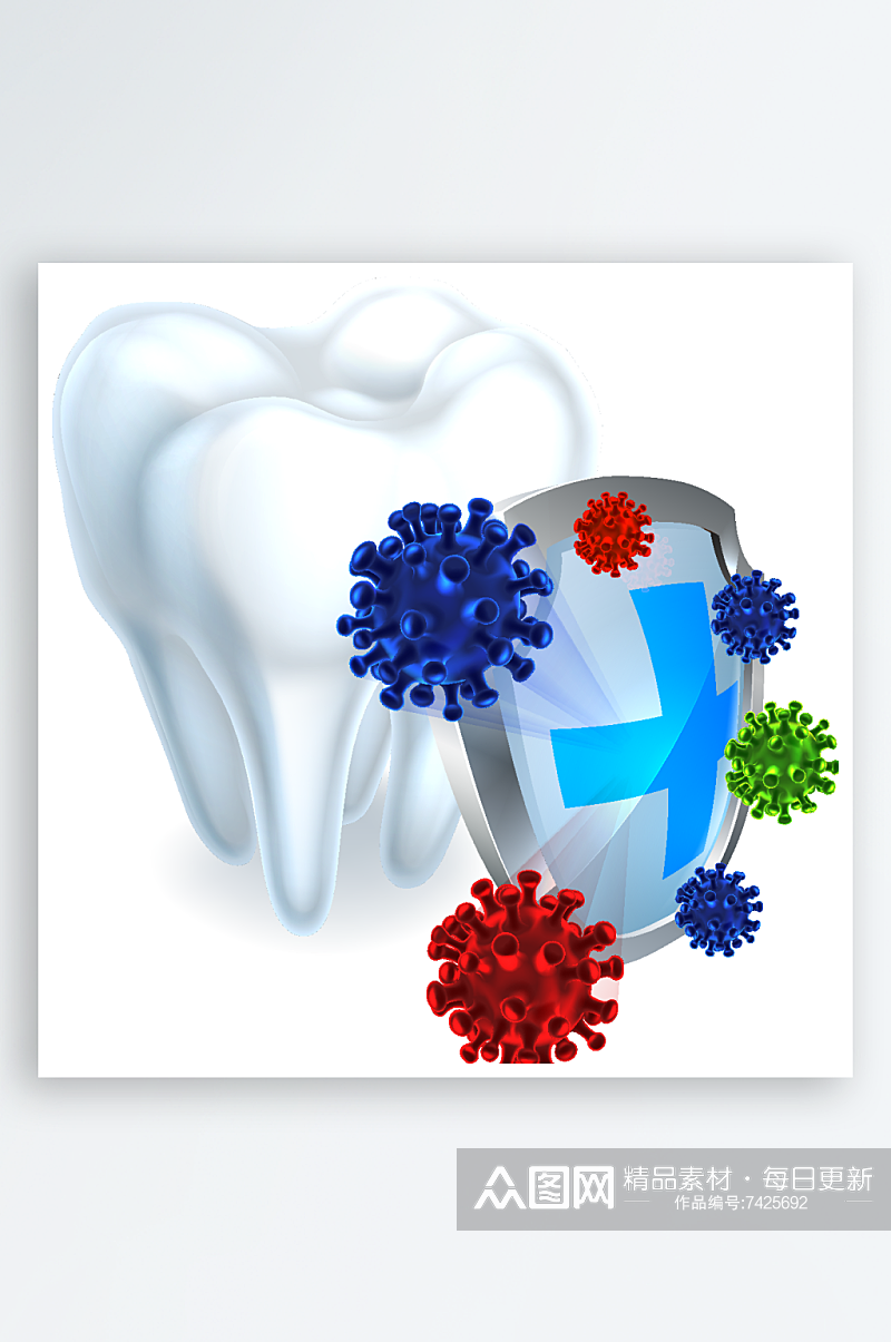 矢量牙科牙医医疗病毒插画素材