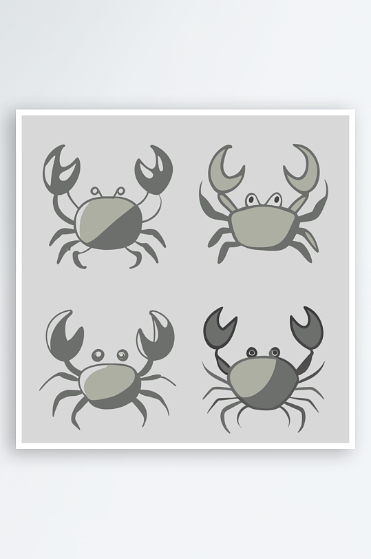 螃蟹卡通风格免抠图图标