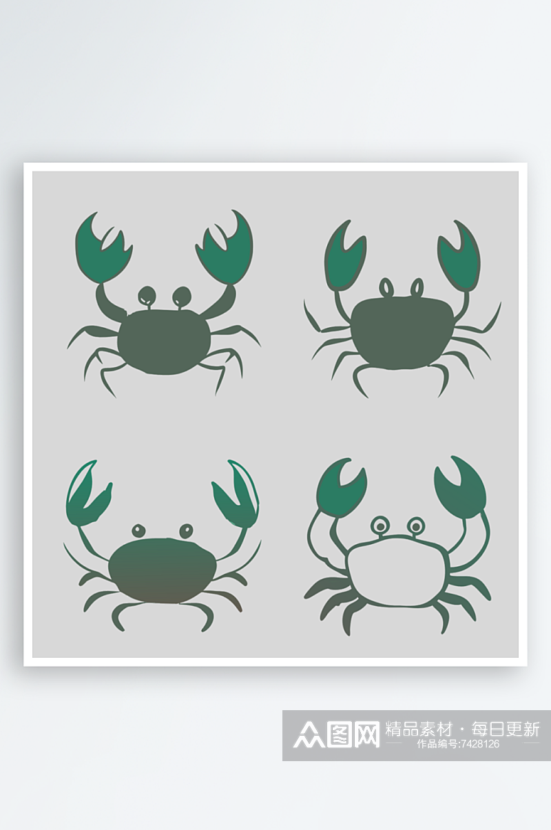 螃蟹卡通风格免抠图图标素材