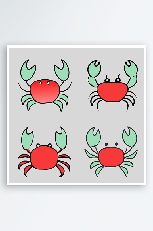 螃蟹卡通风格免抠图图标