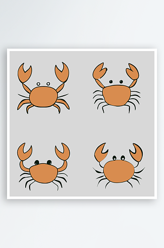 螃蟹卡通风格免抠图元素