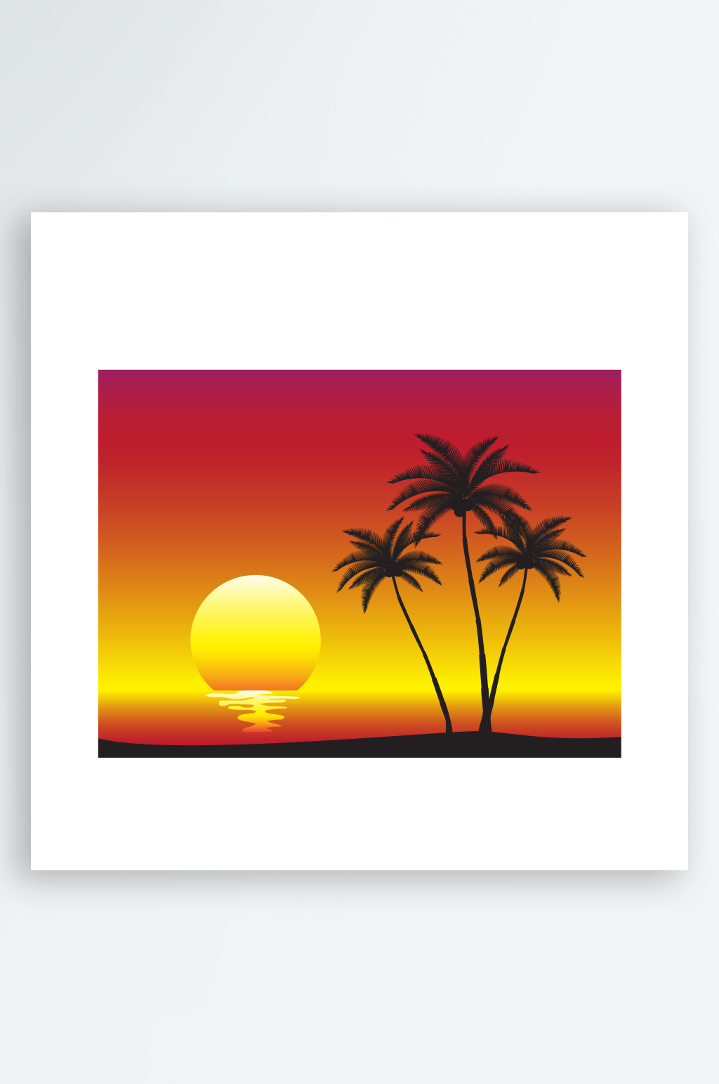 黄昏傍晚海景插画素材