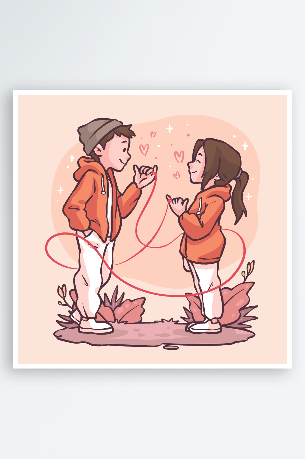 情人節(jié)卡通情侶插畫素材
