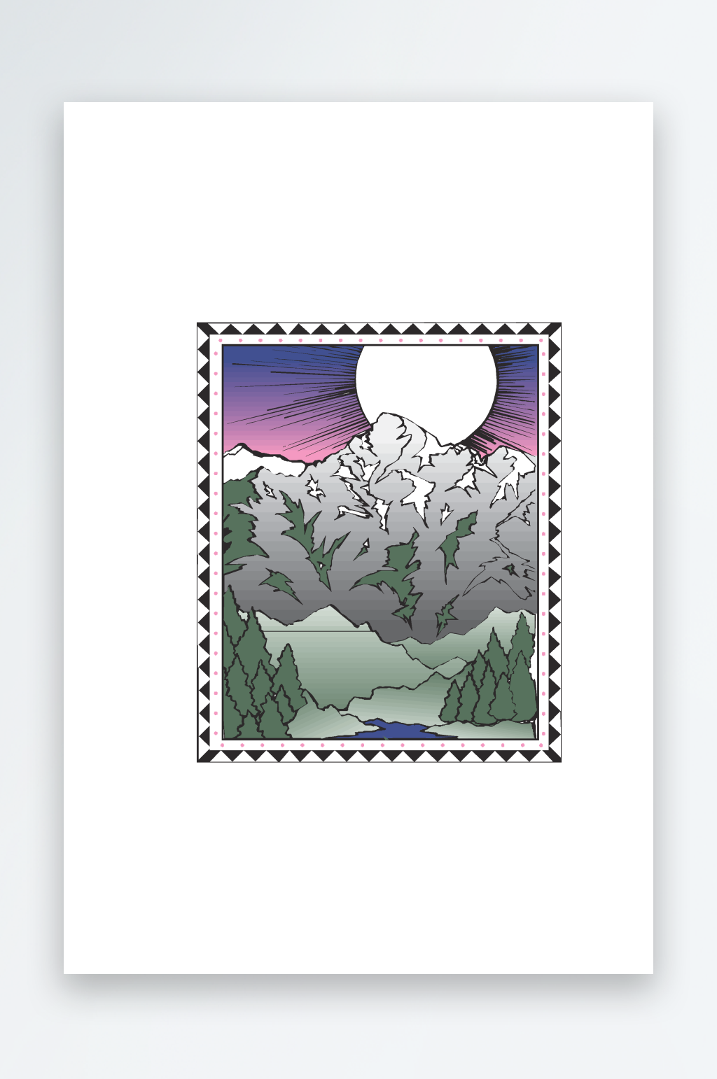矢量山脉风景画图标素材