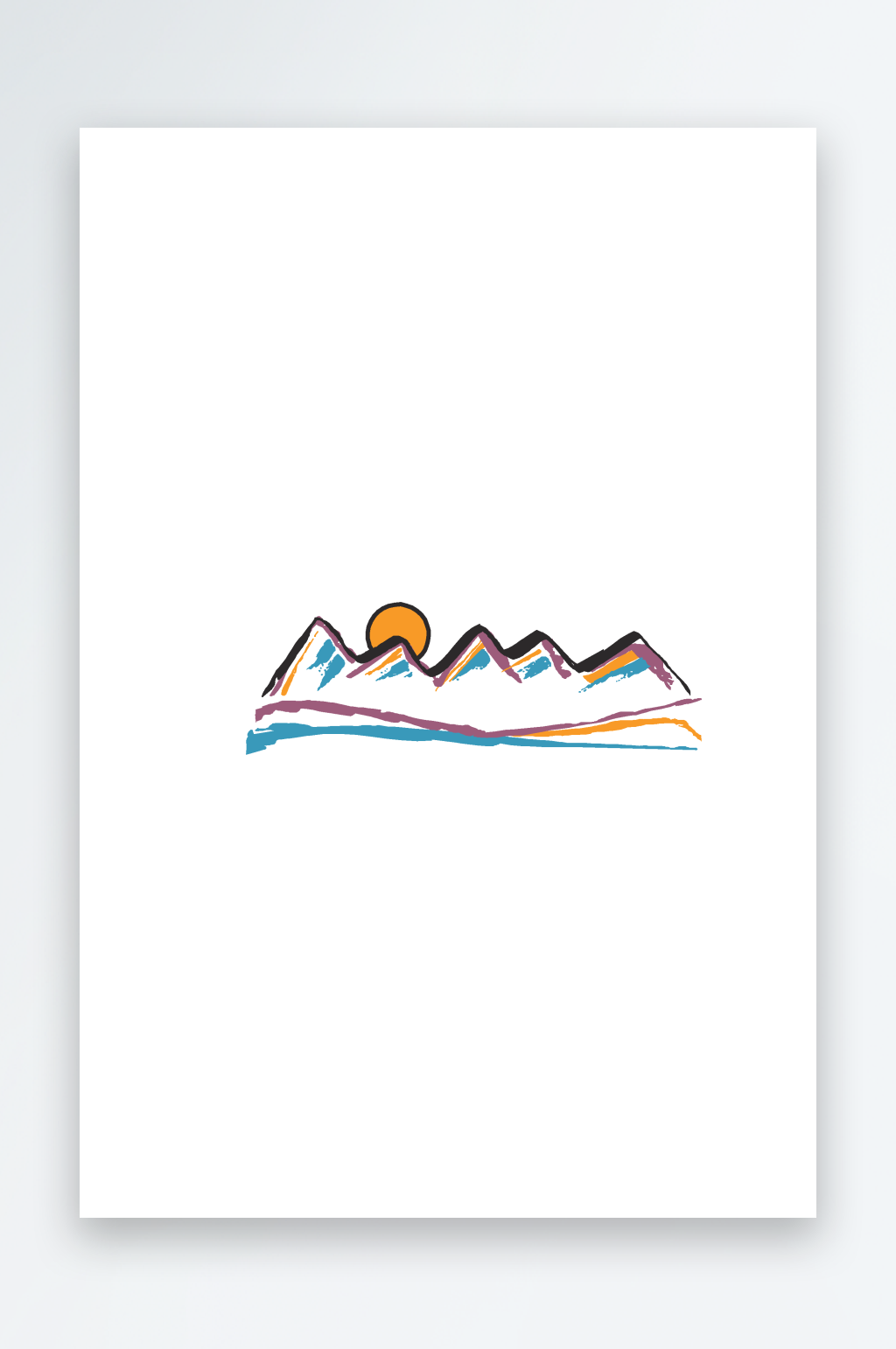 矢量水彩山脉风景画图标素材