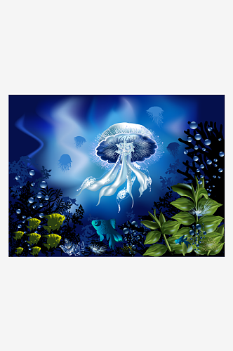 海景海底生物风景画