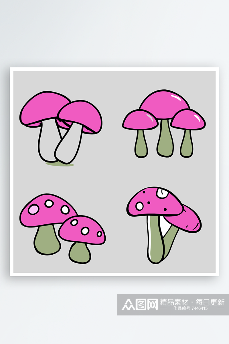 蘑菇卡通风格免抠图元素素材