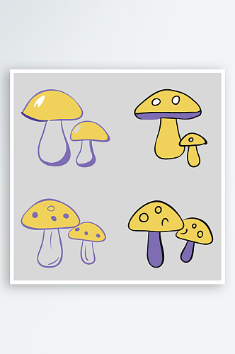 蘑菇卡通风格免抠图元素