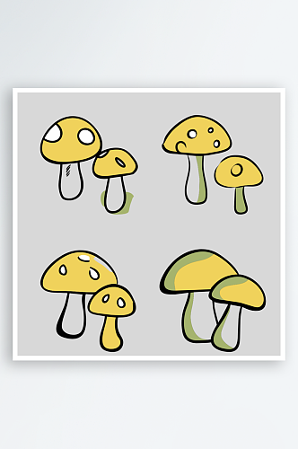 蘑菇卡通风格免抠图元素