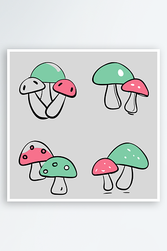 蘑菇卡通风格免抠图小元素