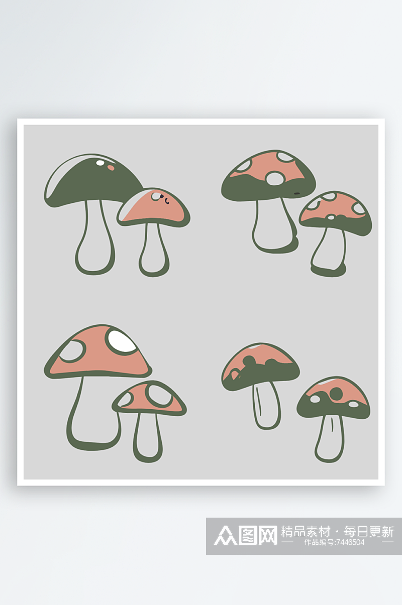 蘑菇卡通风格免抠图图标素材